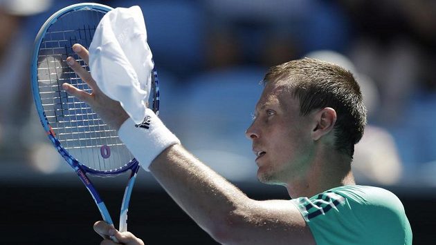 Tomáš Berdych po postupu v 1. kole Australian Open. Tomáš Berdych po postupu v 1. kole Australian Open.