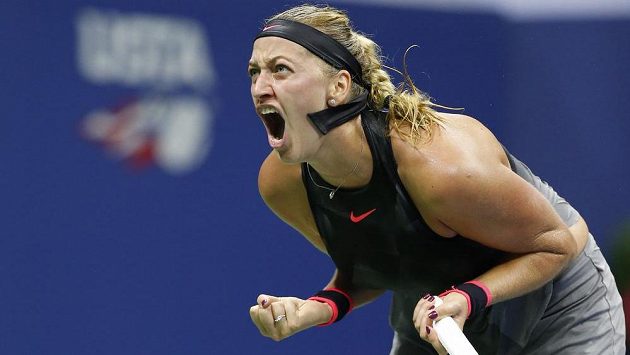 Vítězné gesto Petry Kvitové v osmifinále US Open. Vítězné gesto Petry Kvitové v osmifinále US Open.