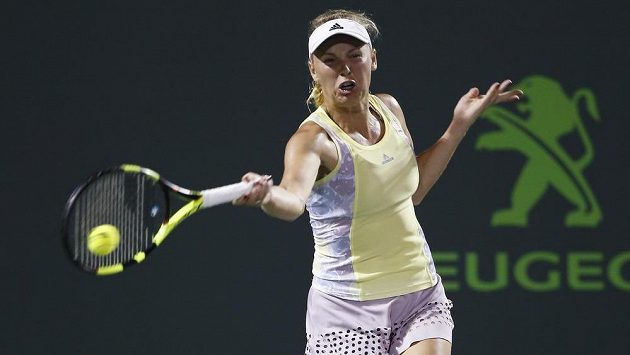 Caroline Wozniacká během turnaje v Miami. Caroline Wozniacká během turnaje v Miami.