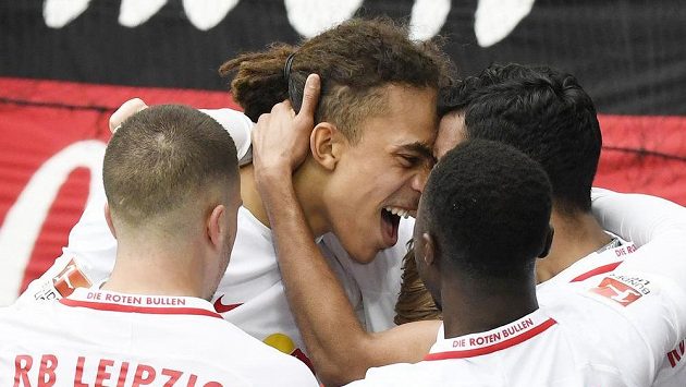 Radost fotbalistů Lipska. Radost fotbalistů Lipska.