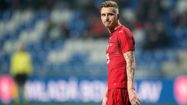 Český záložník Petr Mareš během přípravného utkání s Dánskem. Český záložník Petr Mareš během přípravného utkání s Dánskem.