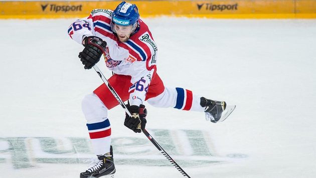 Útočník Jiří Sekáč v dresu české reprezentace. Útočník Jiří Sekáč v dresu české reprezentace.