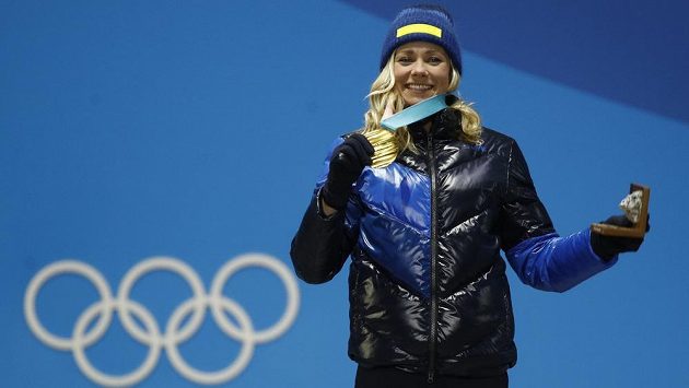 Olympijská vítězka ve slalomu z Pchjongčchangu Švédka Frida Hansdotterová Olympijská vítězka ve slalomu z Pchjongčchangu Švédka Frida Hansdotterová