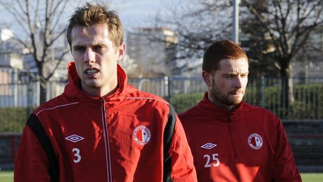 Nové posily fotbalové Slavie - Milan Bortel (vlevo) a Marcel Gecov. Nové posily fotbalové Slavie - Milan Bortel (vlevo) a Marcel Gecov.