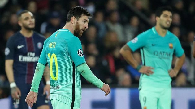 Barcelonský Lionel Messi při prvním osmifinále LM s Paris SG. Barcelonský Lionel Messi při prvním osmifinále LM s Paris SG.