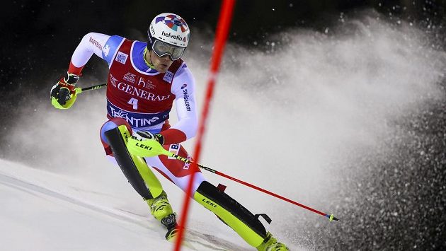 Švýcar Daniel Yule při prvním kolem v Madonně di Campiglio. Švýcar Daniel Yule při prvním kolem v Madonně di Campiglio.