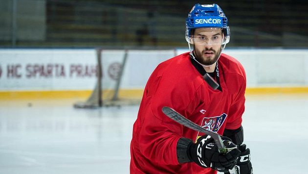 Tomáš Hyka během tréninku hokejové reprezentace. Tomáš Hyka během tréninku hokejové reprezentace.