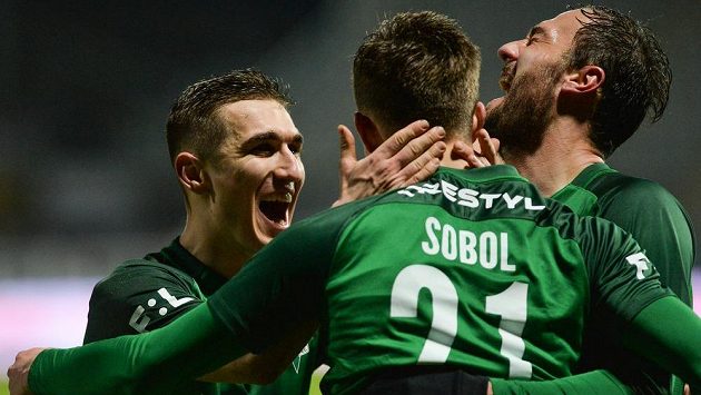 Radost hráčů Jablonce. Radost hráčů Jablonce.