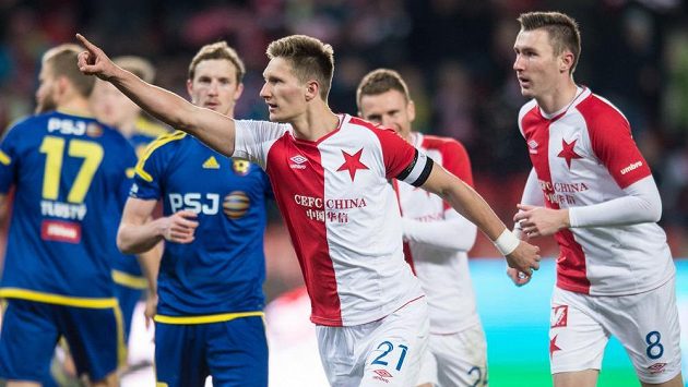 Milan Škoda se raduje z gólu proti Jihlavě. Milan Škoda se raduje z gólu proti Jihlavě.