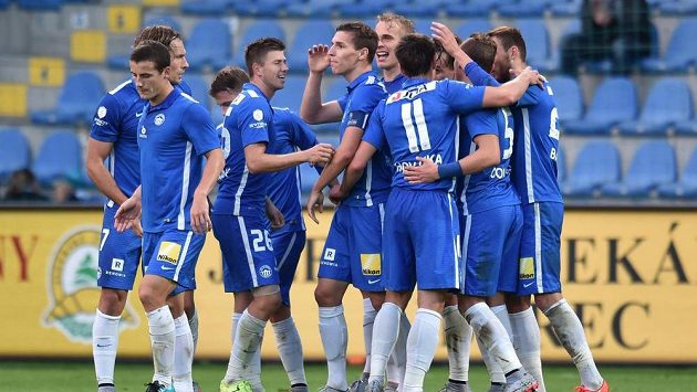Fotbalisté Liberce se radují z gólu proti Příbrami Fotbalisté Liberce se radují z gólu proti Příbrami