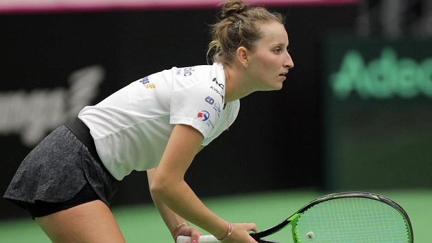 Markéta Vondroušová při tréninku v Ostravě. Markéta Vondroušová při tréninku v Ostravě.