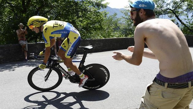 Roman Kreuziger při prologu závodu Kolem Švýcarska. Roman Kreuziger při prologu závodu Kolem Švýcarska.