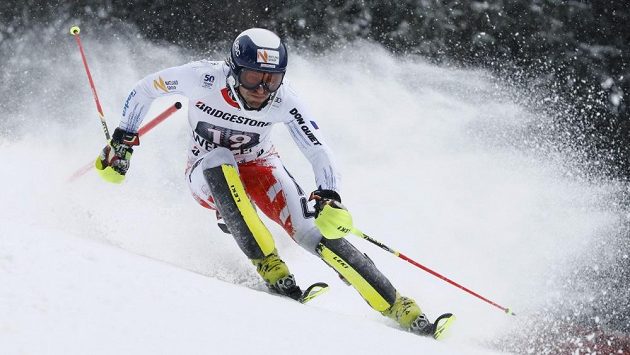 Český lyžař Kryštof Krýzl během kombinačního slalomu ve Wengenu. Český lyžař Kryštof Krýzl během kombinačního slalomu ve Wengenu.