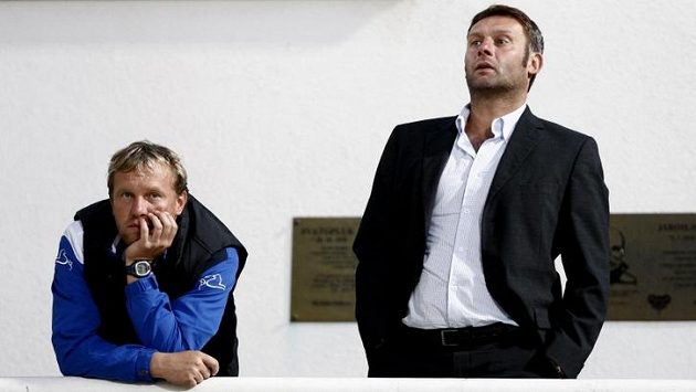 Trenér Slovácka Svatopluk Habanec (vpravo). Trenér Slovácka Svatopluk Habanec (vpravo).