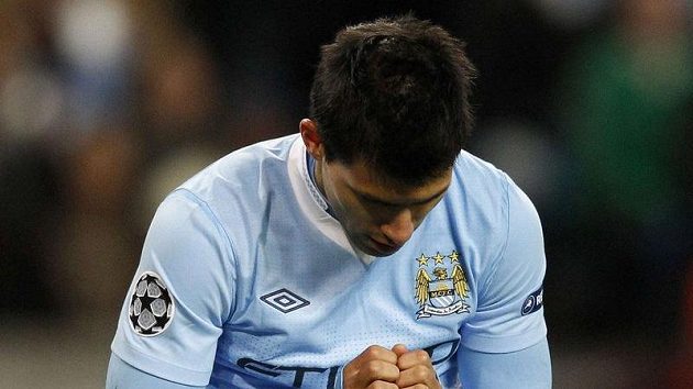 Útočník Manchesteru City Sergio Agüero Útočník Manchesteru City Sergio Agüero