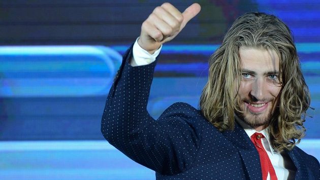 Peter Sagan na vyhlášení cyklisty roku v Abú Zabí. Peter Sagan na vyhlášení cyklisty roku v Abú Zabí.