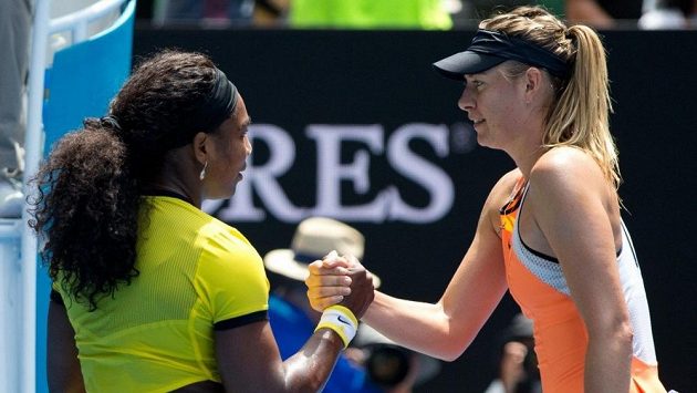 Serena Williamsová (vlevo) a Maria Šarapovová. Serena Williamsová (vlevo) a Maria Šarapovová.