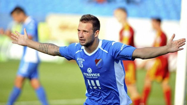 Antonín Fantiš z Baníku se raduje z druhého gólu. Antonín Fantiš z Baníku se raduje z druhého gólu.