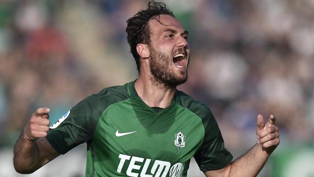 Martin Doležal se raduje z prvního gólu Jablonce. Martin Doležal se raduje z prvního gólu Jablonce.