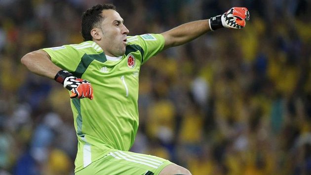 Kolumbijský brankář David Ospina na mistrovství světa slaví gól svého mužstva v duelu proti Uruguayi. Kolumbijský brankář David Ospina na mistrovství světa slaví gól svého mužstva v duelu proti Uruguayi.