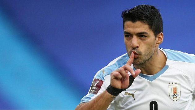 Luis Suárez v dresu uruguayské reprezentace. Luis Suárez v dresu uruguayské reprezentace.