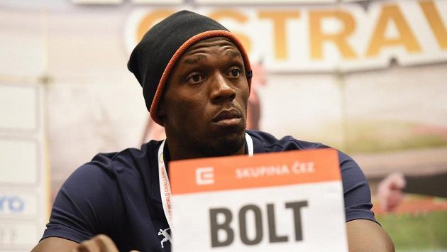 Jamajský sprinter Usain Bolt na tiskové konferenci v Ostravě. Jamajský sprinter Usain Bolt na tiskové konferenci v Ostravě.