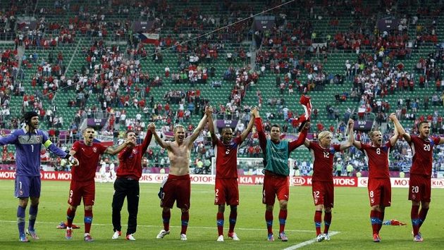 Radost českých fotbalistů z vítězství nad Řeckem Radost českých fotbalistů z vítězství nad Řeckem