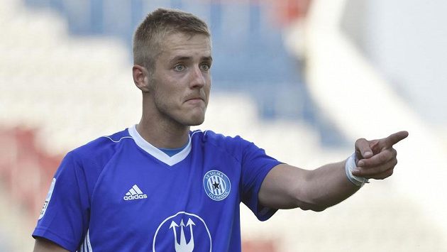 Jakub Plšek z Olomouce během utkání s Mladou Boleslaví. Jakub Plšek z Olomouce během utkání s Mladou Boleslaví.
