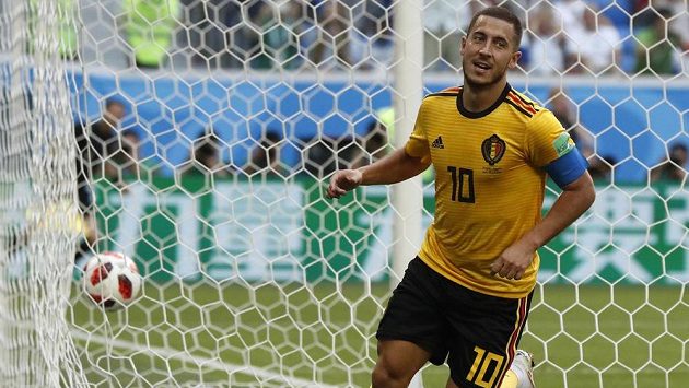 Eden Hazard se raduje ze svého gólu proti Anglii. Eden Hazard se raduje ze svého gólu proti Anglii.