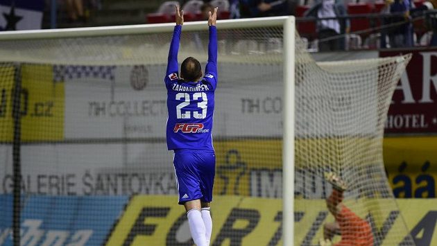 Tomáš Zahradníček z Olomouce se raduje z druhé branky proti Opavě. Tomáš Zahradníček z Olomouce se raduje z druhé branky proti Opavě.