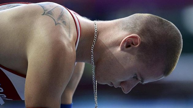 Pavel Maslák na startu semifinálového běhu na 400 metrů v Moskvě. Pavel Maslák na startu semifinálového běhu na 400 metrů v Moskvě.