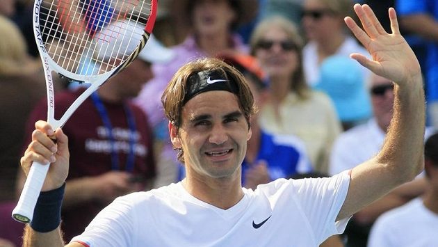 Vítězné gesto tenisty Rogera Federera Vítězné gesto tenisty Rogera Federera