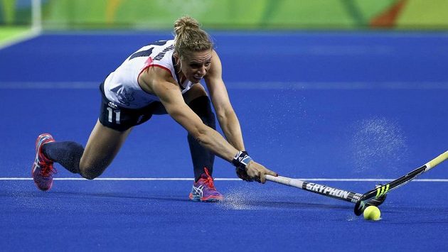 Britská pozemní hokejistka Kate Richardsonová-Walshová v zápase proti Japonsku. Britská pozemní hokejistka Kate Richardsonová-Walshová v zápase proti Japonsku.