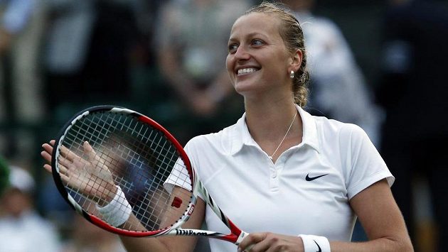 Radost Petry Kvitové po postupu do semifinále slavného Wimbledonu. Radost Petry Kvitové po postupu do semifinále slavného Wimbledonu.