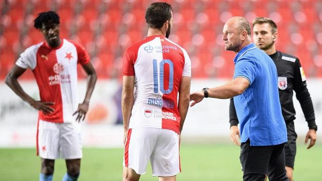 Trenér Slovanu Liberec Pavel Hoftych a Josef Hušbauer Trenér Slovanu Liberec Pavel Hoftych a Josef Hušbauer