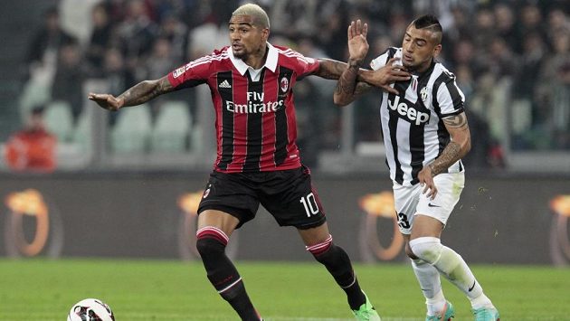 Kevin-Prince Boateng z AC Milán (vlevo) v utkání proti Juventusu Turín. Kevin-Prince Boateng z AC Milán (vlevo) v utkání proti Juventusu Turín.
