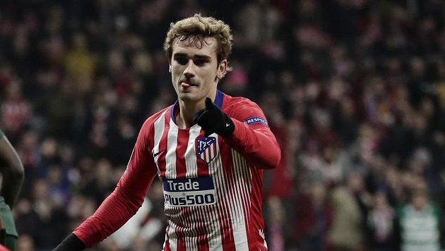Antoine Griezmann z Atlética při utkání s Monakem. Antoine Griezmann z Atlética při utkání s Monakem.