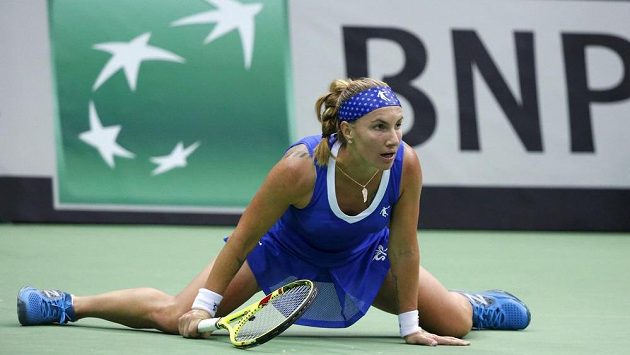 Ruska Světlana Kuzněcovová v utkání 1. kola Fed Cupu proti Nizozemsku. Ruska Světlana Kuzněcovová v utkání 1. kola Fed Cupu proti Nizozemsku.