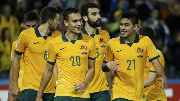 Fotbalisté Austrálie se radují z postupu do mistrovství Asie. Fotbalisté Austrálie se radují z postupu do mistrovství Asie.