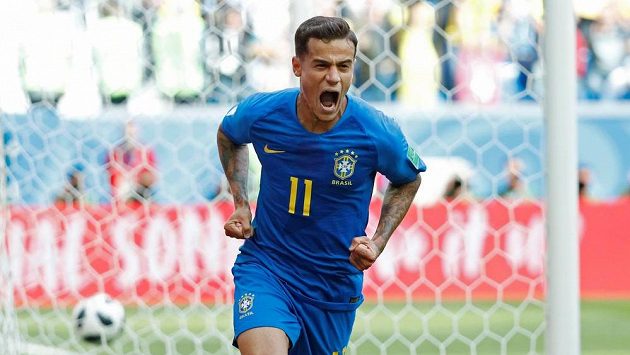 Brazilec Philippe Coutinho slaví úvodní gól proti Kostarice. Brazilec Philippe Coutinho slaví úvodní gól proti Kostarice.