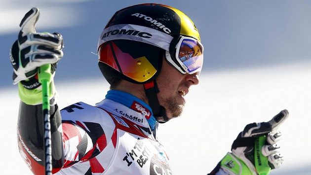 Marcel Hirscher slaví vítězství v Alta Badii. Marcel Hirscher slaví vítězství v Alta Badii.