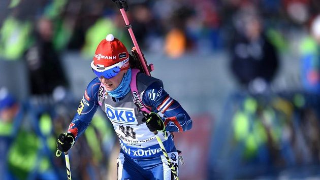 Veronika Vítková během sprintu v rámci SP v biatlonu ve Vysočina areně. Veronika Vítková během sprintu v rámci SP v biatlonu ve Vysočina areně.
