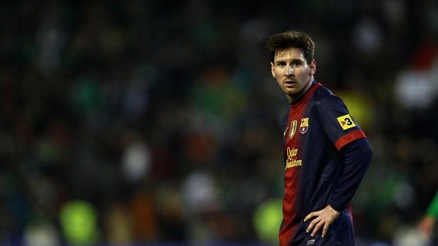 Zaskočení útočník Barcelony Lionel Messi Zaskočení útočník Barcelony Lionel Messi