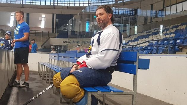 Jaromír Jágr na tréninku kladenských Rytířů. Jaromír Jágr na tréninku kladenských Rytířů.