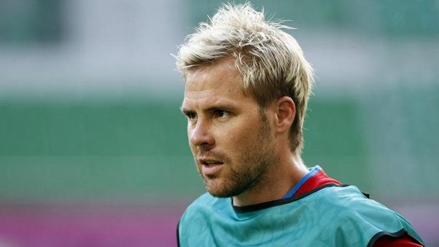 Tomáš Hübschman na tréninku českých fotbalistů Tomáš Hübschman na tréninku českých fotbalistů