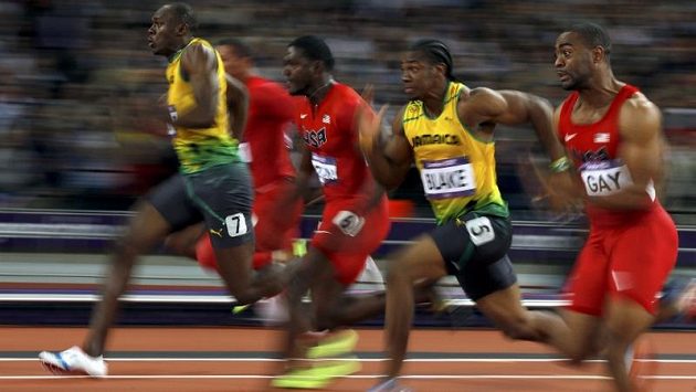 Usain Bolt v čele smečky nejrychlejších mužů planety. Usain Bolt v čele smečky nejrychlejších mužů planety.