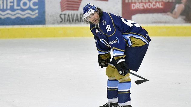 Kladenský Jaromír Jágr během utkání v Přerově. Kladenský Jaromír Jágr během utkání v Přerově.