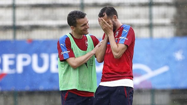 David Lafata a Tomáš Sivok na tréninku David Lafata a Tomáš Sivok na tréninku