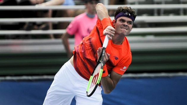 Milos Raonic během turnaje v Delray Beach. Milos Raonic během turnaje v Delray Beach.