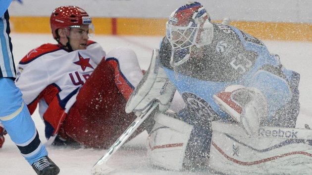 Alexander Salák v akci během duelu proti CSKA Moskva. Alexander Salák v akci během duelu proti CSKA Moskva.
